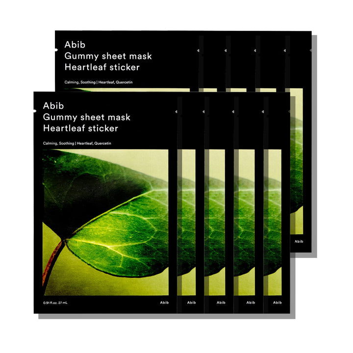 Abib front packaging showing calming heartleaf mask and soothing benefits