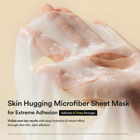 Abib model wearing gummy sheet mask comfortably for soothing relief