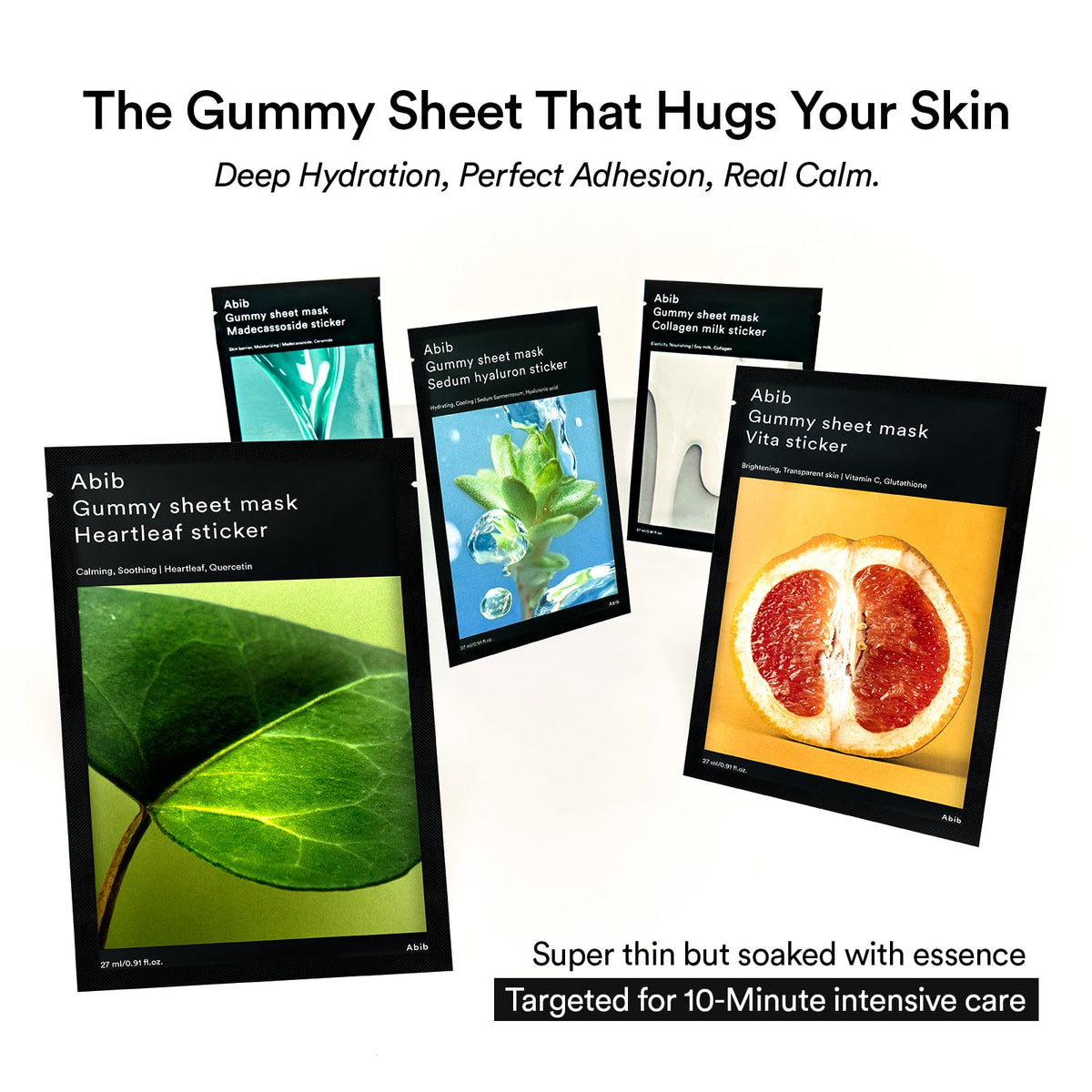 Abib close-up gummy sheet texture illustrating snug adhesion benefit