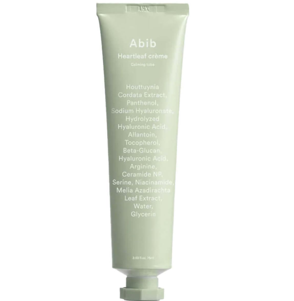 Abib front packaging tube showing calming moisturizer benefits