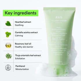 Abib heartleaf extract ingredient visual emphasizing calming benefit for sensitive skin