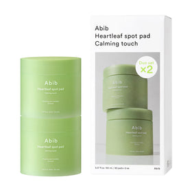 Abib front packaging showing calming pad benefits and duo value