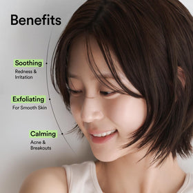 Abib pad applied to cheek soothing redness and cleansing