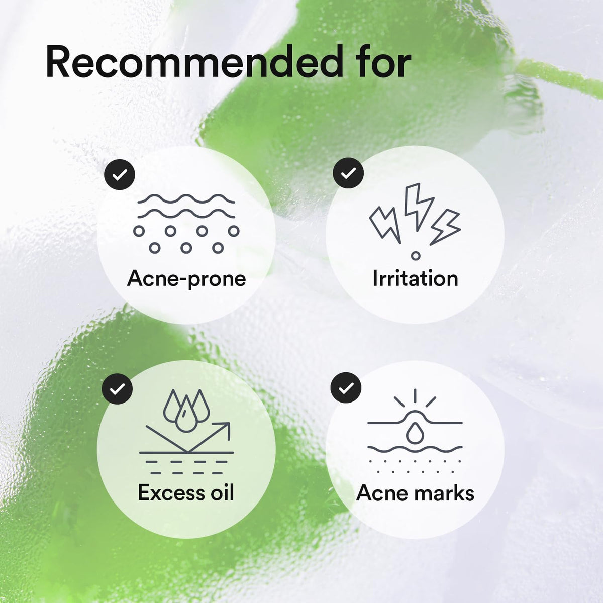 Abib ingredient label close-up listing Centella Asiatica and 2% niacinamide benefits