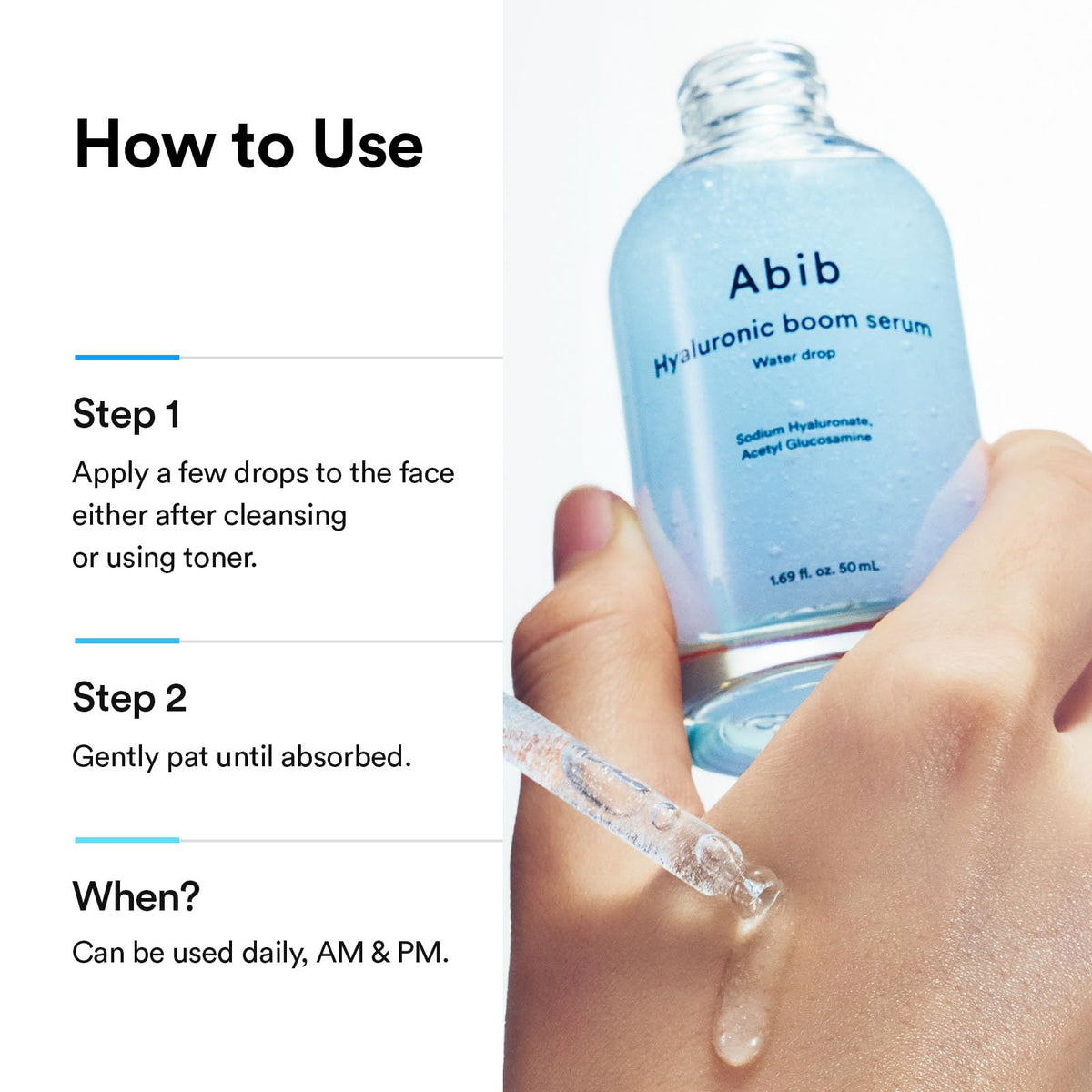 Abib 50ml bottle next to hand for scale to show compact travel size