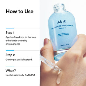 Abib 50ml bottle next to hand for scale to show compact travel size