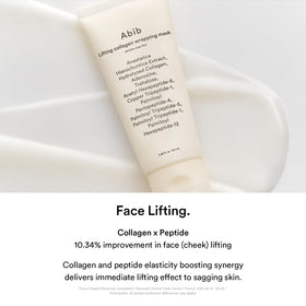 Abib mask film applied on cheek demonstrating even coverage and lift
