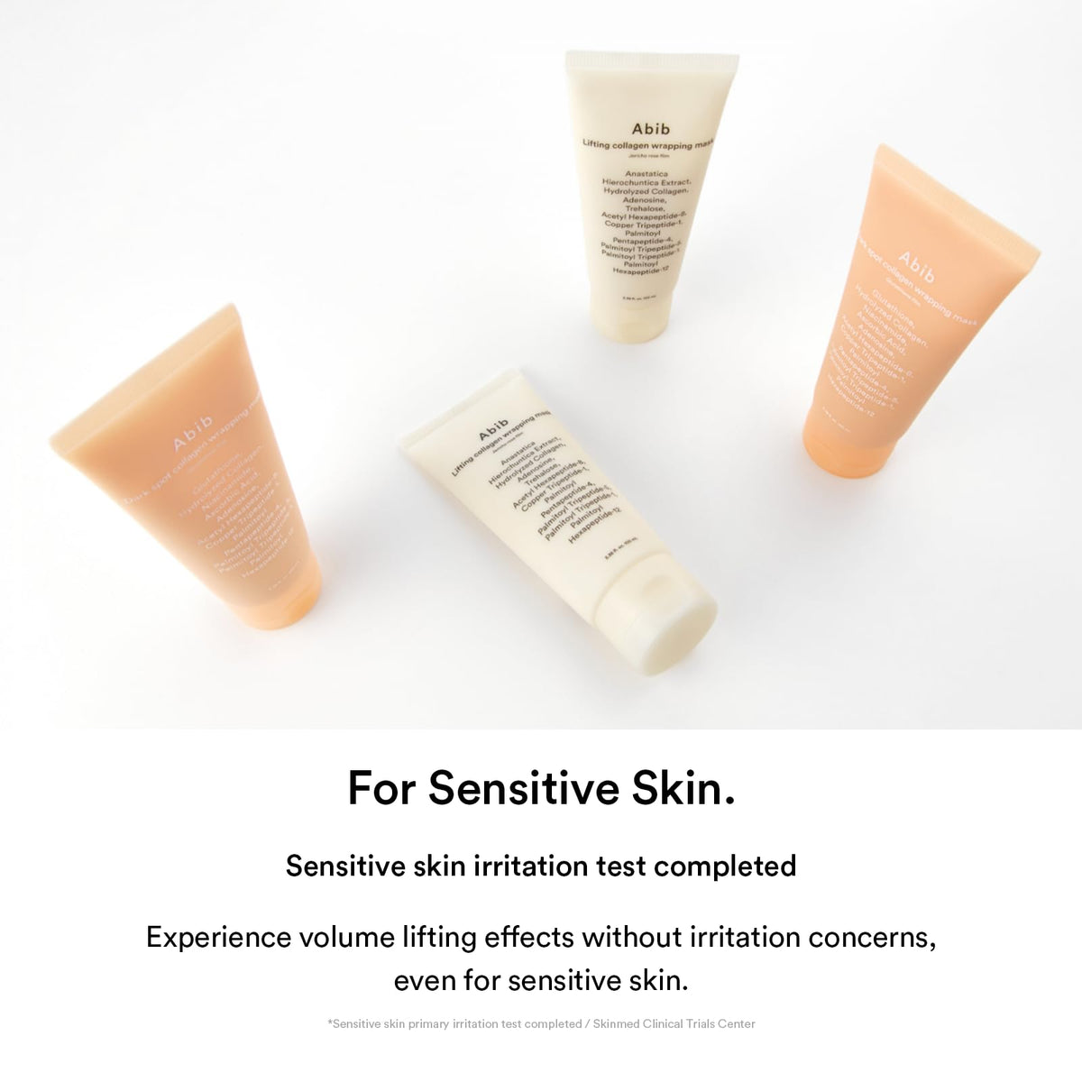 Abib product label listing collagen and peptide benefits visible