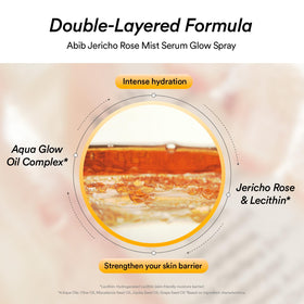 Abib Jericho Rose Mist Serum two-layer formula separated oil and serum, demonstrates shake-to-activate