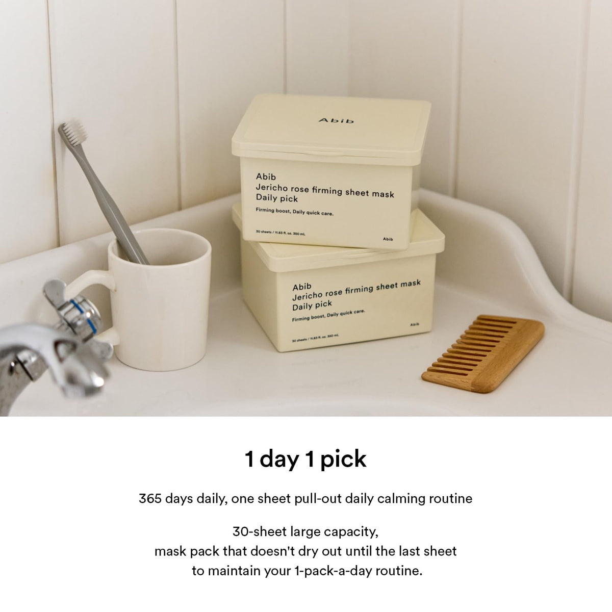 Abib hand holding pack for scale to show compact daily-friendly size