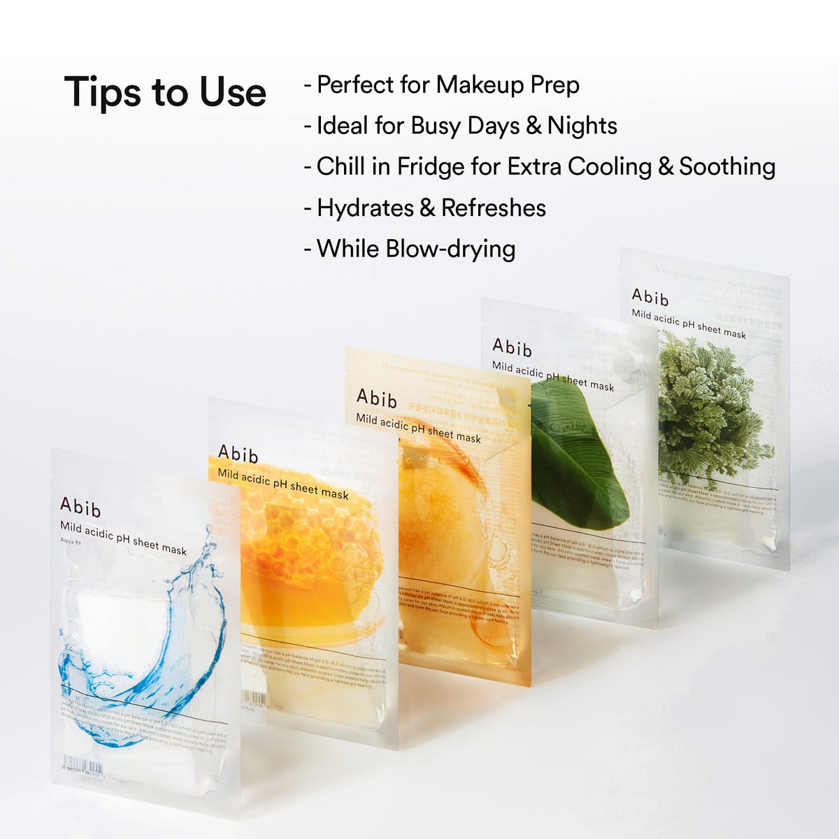 Abib mask packet beside hand, clear size and single-use convenience