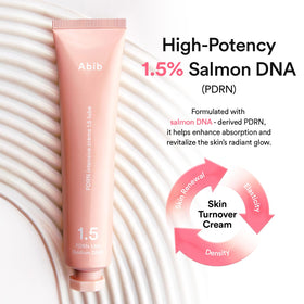 Abib cream swirled on hand showing absorbent, non-greasy finish benefit