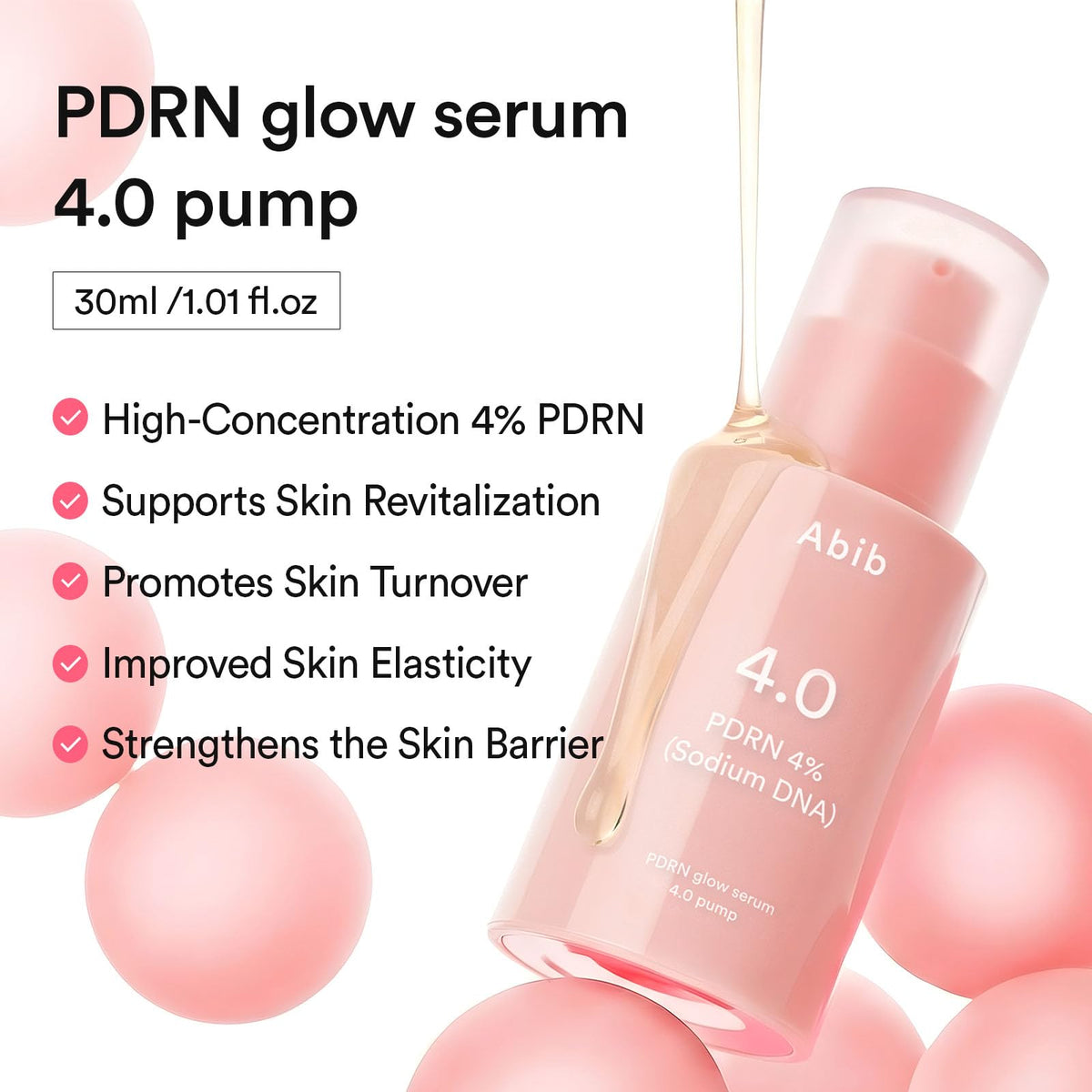 Abib pump dispensing serum into palm for precise dosage and minimal waste