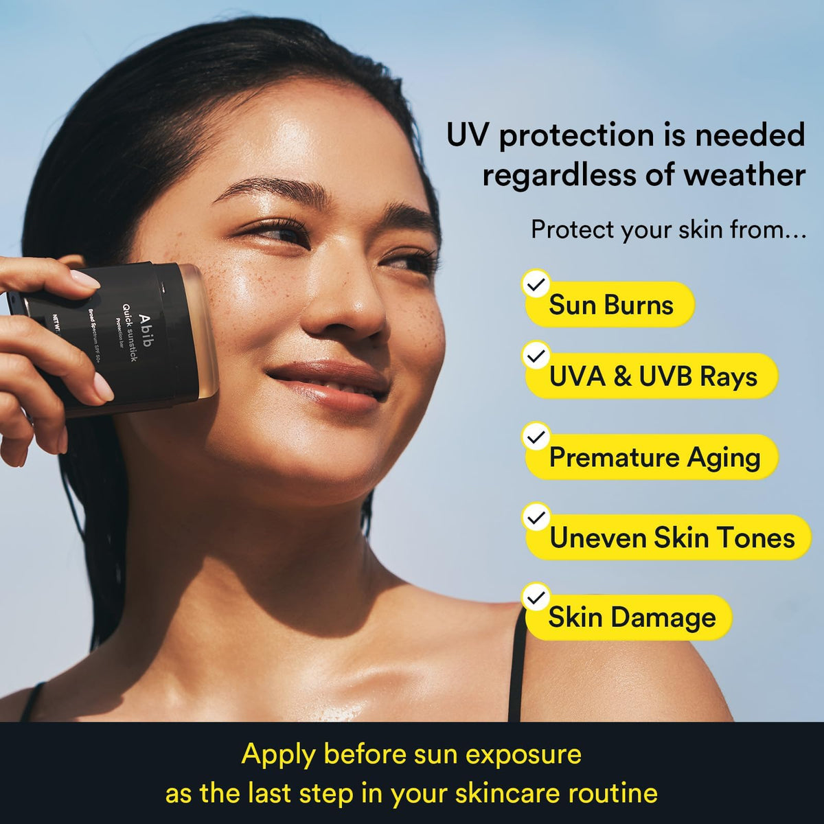 Abib sunstick with cap open showing secure closure and travel-friendly benefit