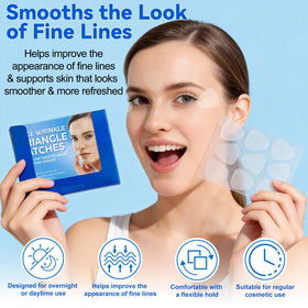 ABOUME patch applied on forehead demonstrating smoothing effect