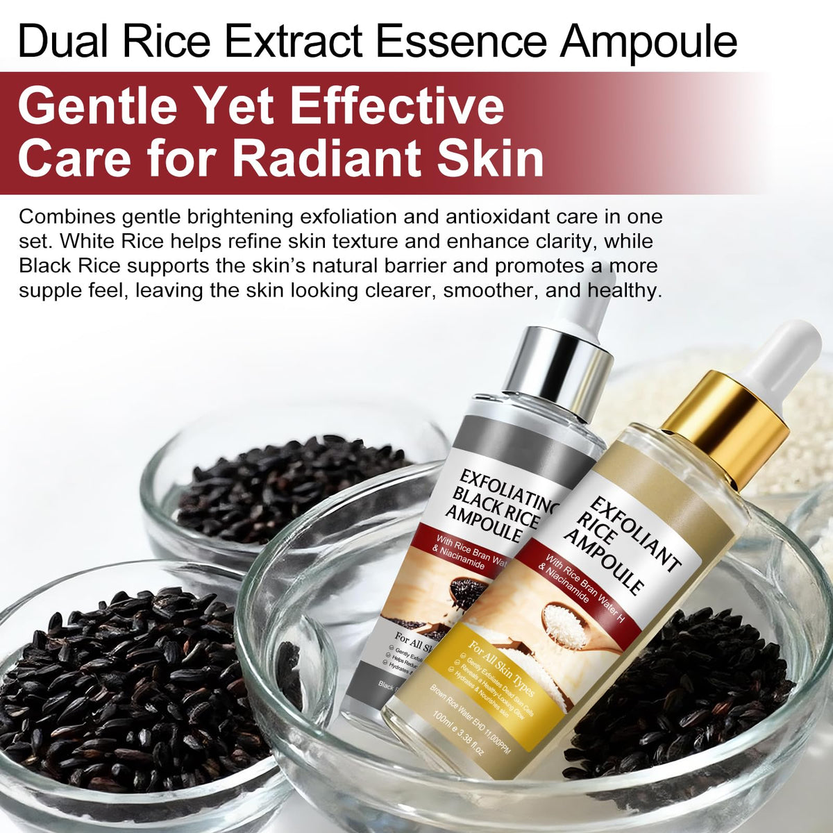 ABOUME ingredient label close-up showing rice extracts and niacinamide details