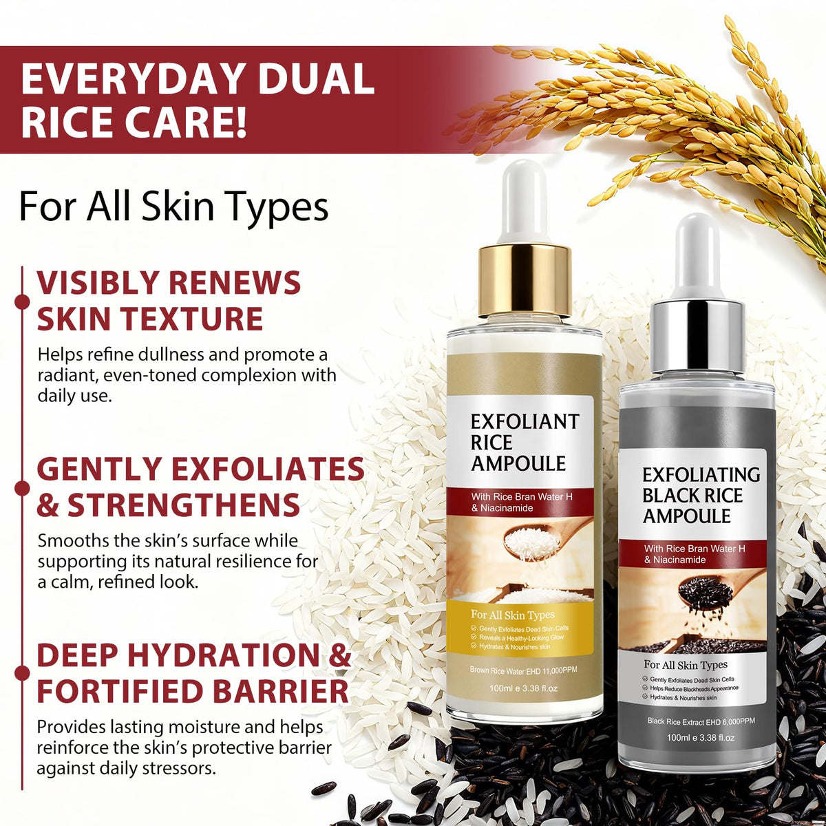 ABOUME close-up white rice bottle texture highlighting gentle exfoliation