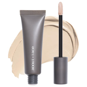 about-face front packaging showing compact primer tube and label, clear shelf-ready benefit