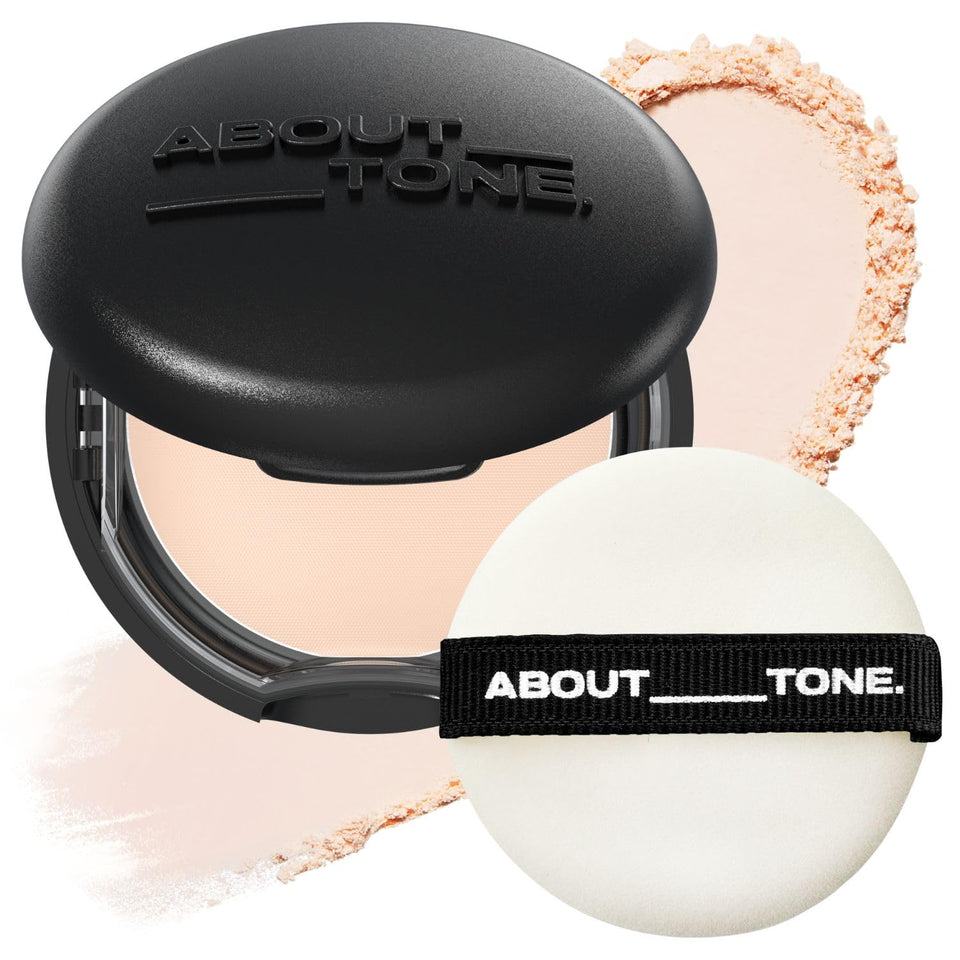ABOUT TONE compact front view showing sleek packaging and portability benefit