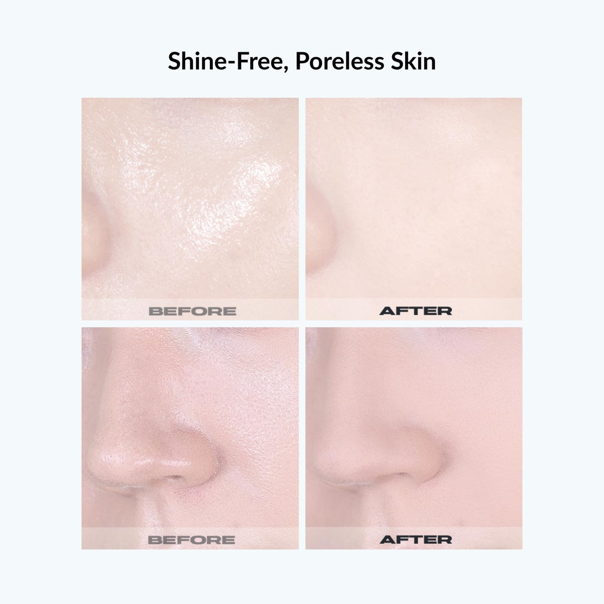 ABOUT TONE puff next to mirror showing easy application and on-the-go convenience