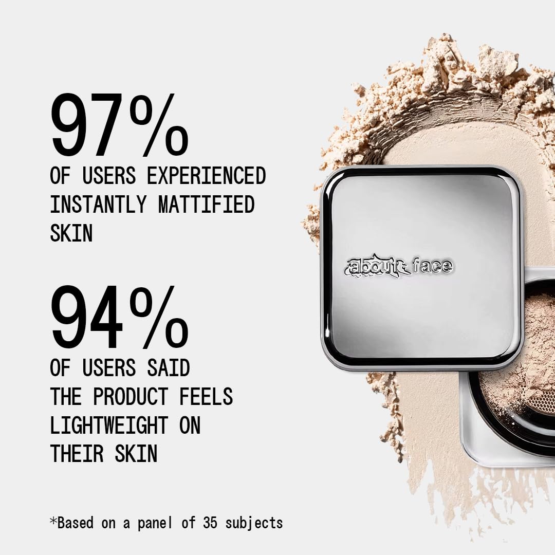 aboutface powder puff in hand for easy on-the-go touch-ups