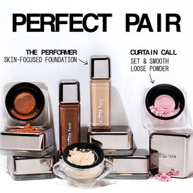 aboutface product flatlay in makeup bag showing clean-beauty daily essentials