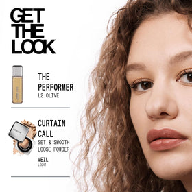 aboutface The Performer bottle beside a coin for scale showing travel-friendly size benefit