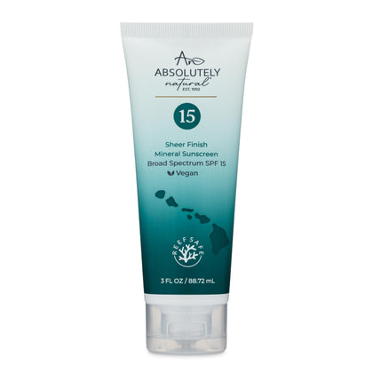 Absolutely Natural front label of 3 oz tube showing SPF and benefits