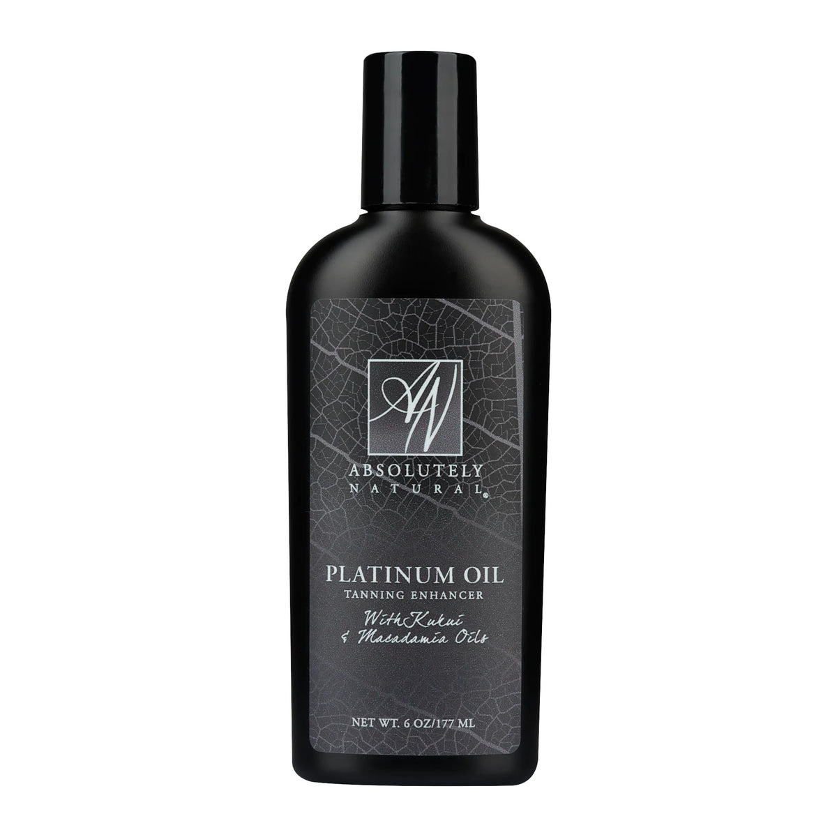 Absolutely Natural front bottle view showing 6oz spa-quality tanning oil benefit