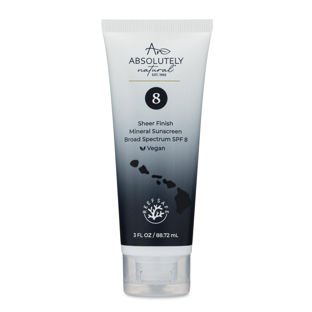 Absolutely Natural front tube showing label and size for easy identification and travel convenience