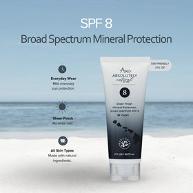 Absolutely Natural ingredient label highlighting non-nano zinc oxide and vitamin E for gentle protection