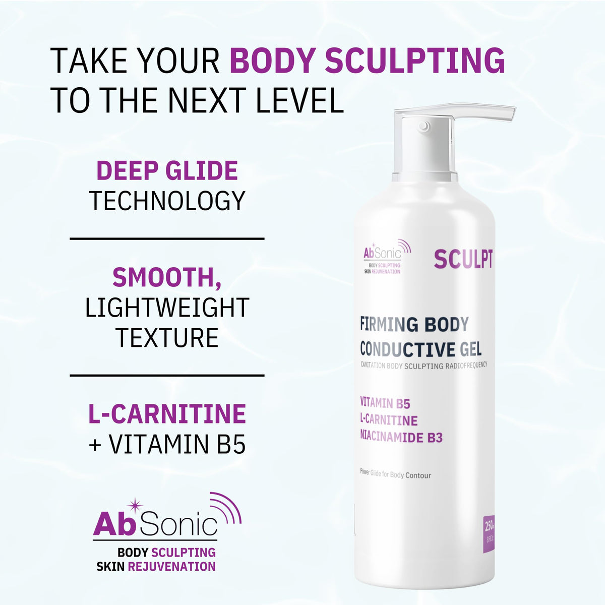 Absonic gel wiped clean from skin showing no sticky residue