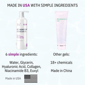 Absonic gel applied under LED mask illustrating transparent light-friendly formula