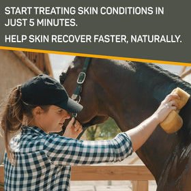 Absorbine close-up label highlighting Manuka honey and MicroSilver BG ingredients for vet-developed care