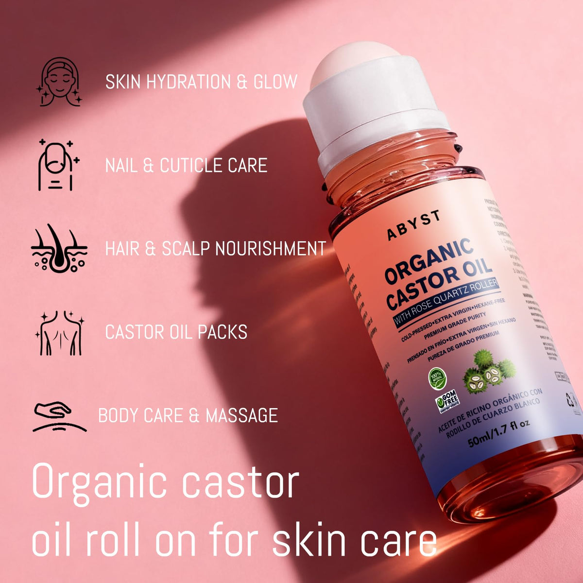 abyst packaging label detail showing organic cold-pressed purity information