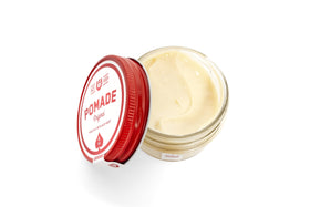 ace high pomade styled slick-back on model showing long-lasting hold