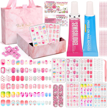 Acejoz front packaging showing full kids press-on nail kit benefits
