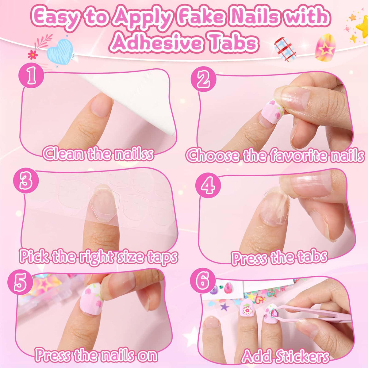 Acejoz child wearing decorated nails smiling to show easy, fun DIY manicure