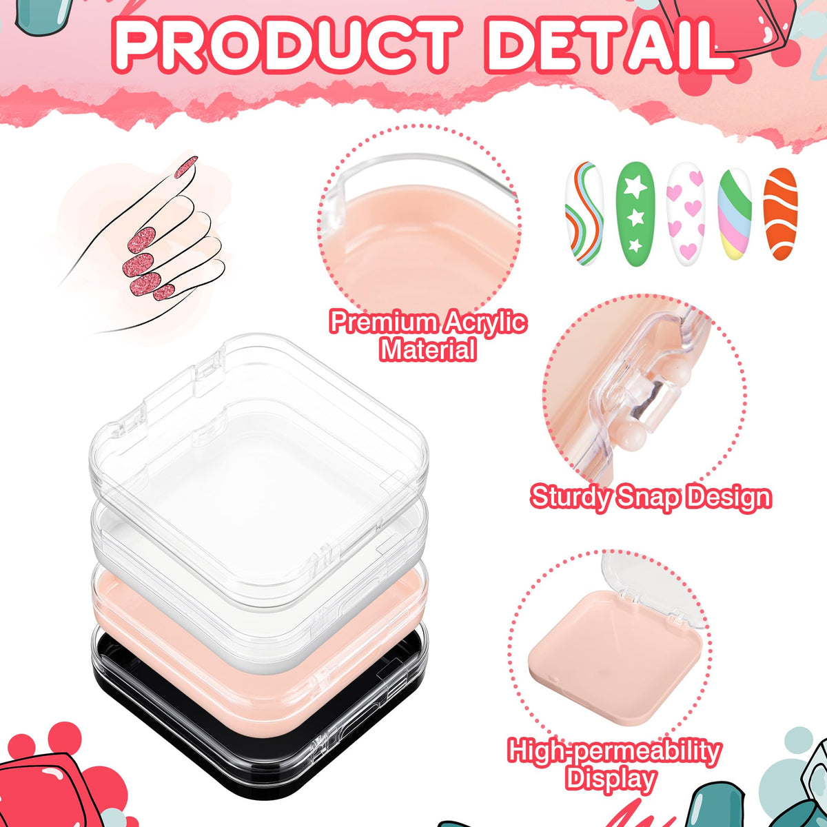 AceOrbit clear lid top view revealing nail art visibility and protection