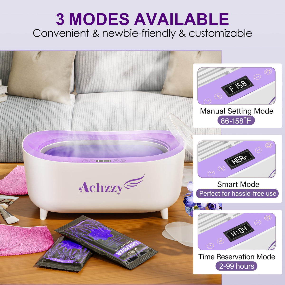 Achzzy digital display and buttons detail for easy temperature control