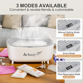 Achzzy essential oils and wax blocks showing unscented plus customizable aroma benefit