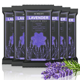 Achzzy front packaging showing lavender-scented wax benefits