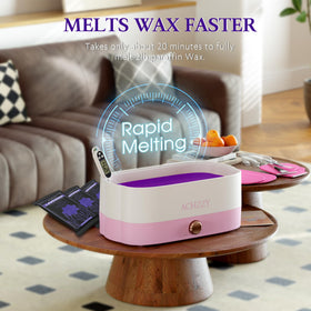 Achzzy melting wax in a paraffin bath for consistent heat therapy