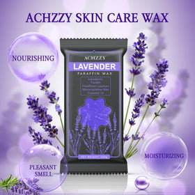 Achzzy close-up of lavender wax block texture for even melting