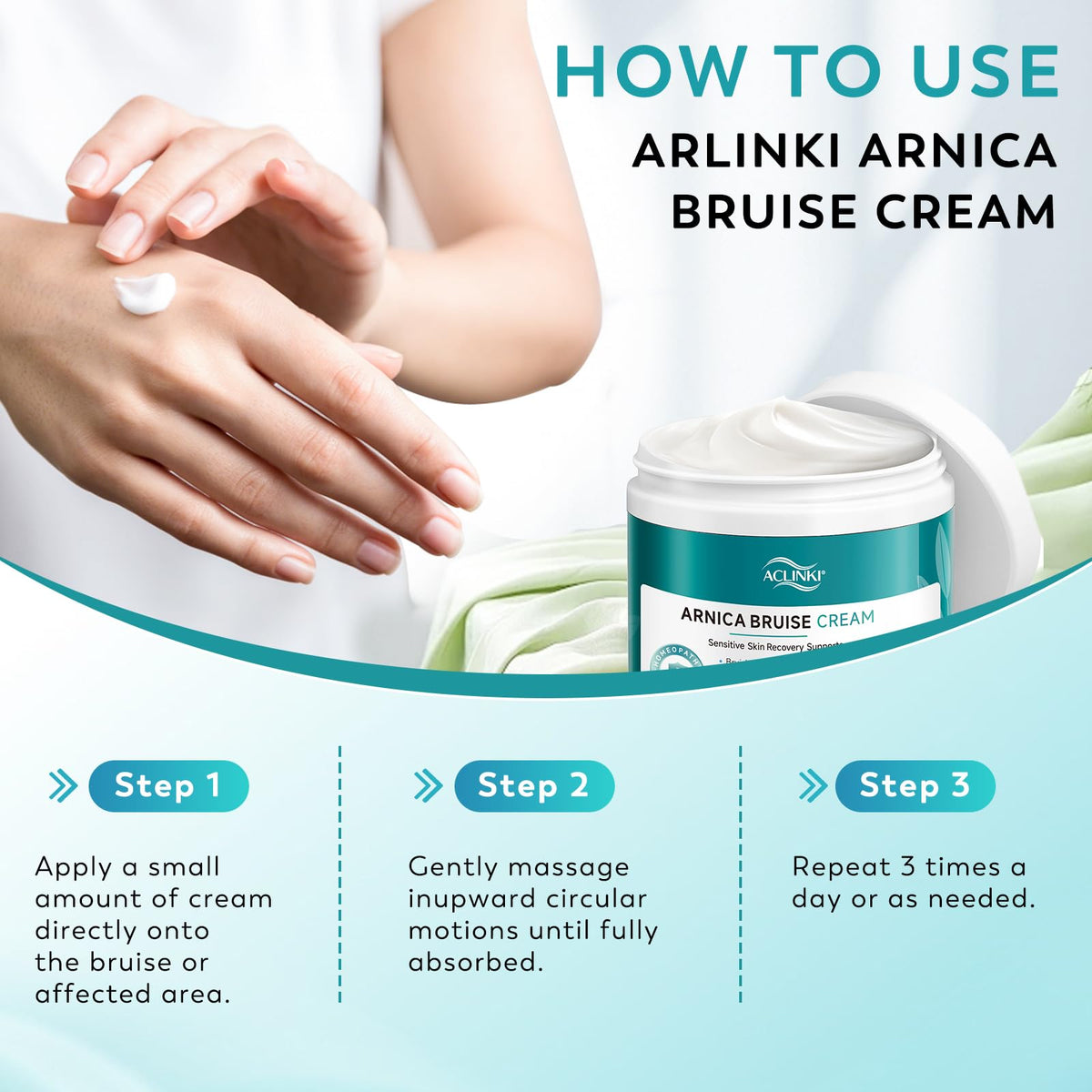 ACLINK cream absorbed on hand demonstrating non-greasy finish