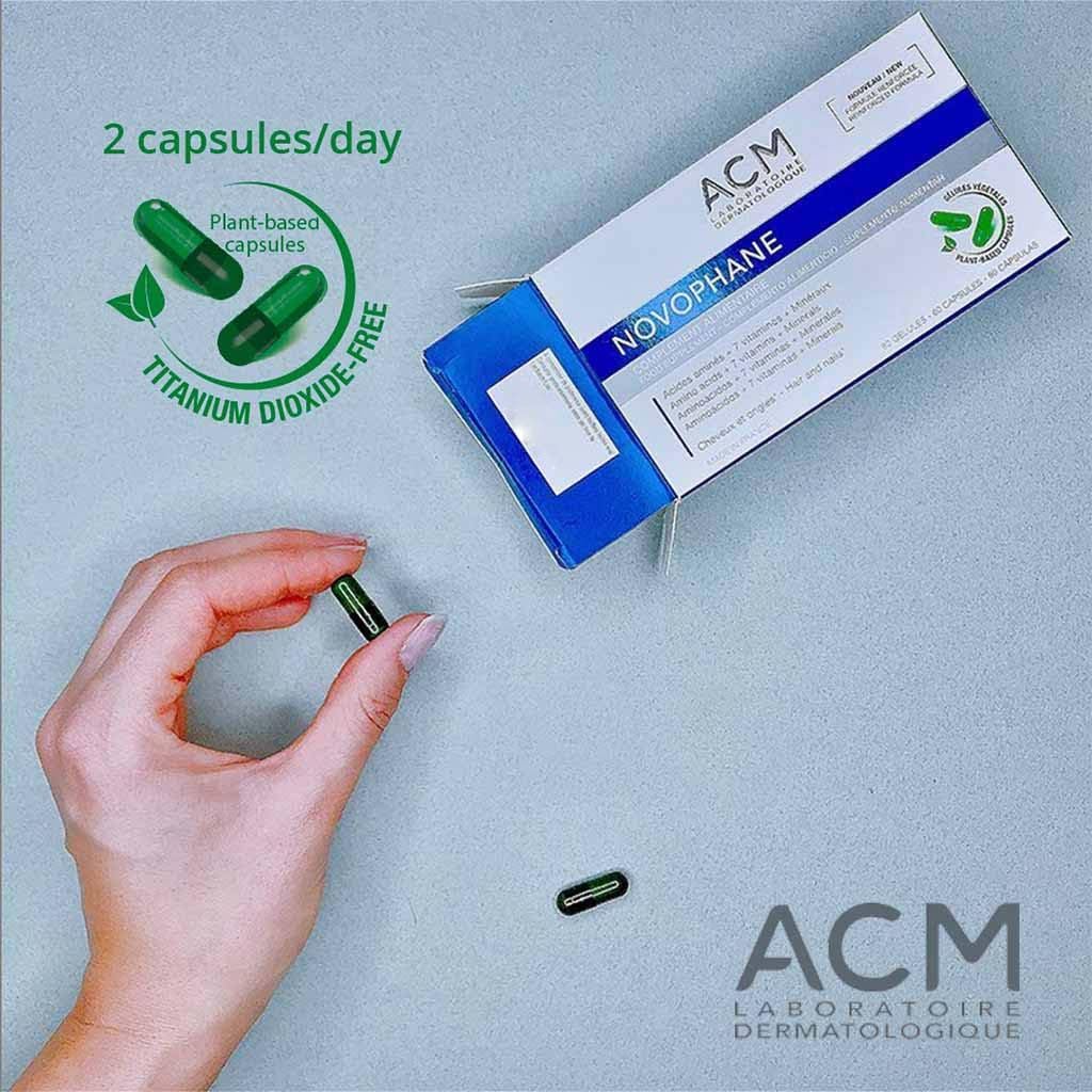 ACM Novophane ingredients label listing amino acids, vitamins and minerals