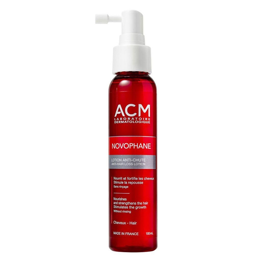 ACM Novophane lotion front packaging showing bottle and label, clear product identity and benefits
