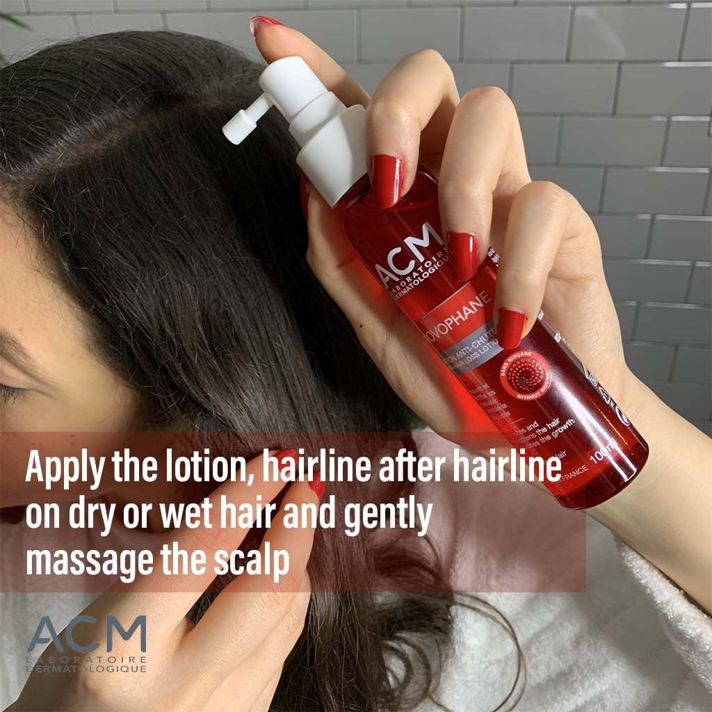 ACM Novophane lotion texture on hand demonstrating lightweight absorbent finish and non-greasy feel