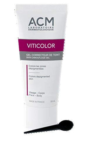 ACM Viticolor front packaging showing 50mL tube and label, clear product ID and benefit