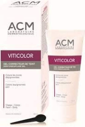 ACM Viticolor in use on forearm showing coverage of depigmented patch and natural blend benefit